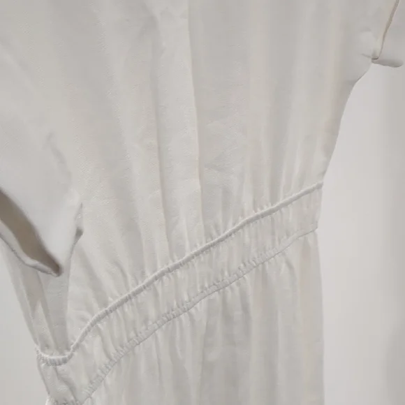 Zara XS Linen Crisp White Button-Front Midi Shirt Dress - Picture 5 of 5